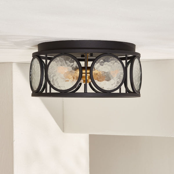 Safavieh ANDER, 3-Light Flush Mount Fixture - Modern Matte Black & Frosted Glass Design for Stylish Illumination FLU4047A