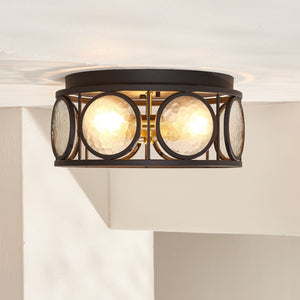 Safavieh ANDER, 3-Light Flush Mount Fixture - Modern Matte Black & Frosted Glass Design for Stylish Illumination FLU4047A