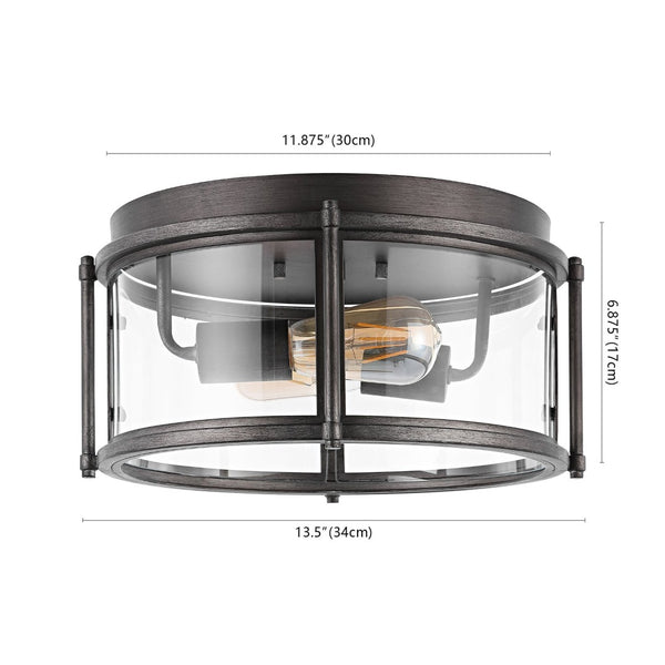 Safavieh TILLER, 2-Light Antique Silver Flush Mount Fixture - Elegant Glass & Metal Design for Cozy Spaces FLU4048A