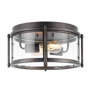 Safavieh TILLER, 2-Light Antique Silver Flush Mount Fixture - Elegant Glass & Metal Design for Cozy Spaces FLU4048A