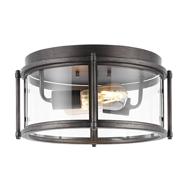 Safavieh TILLER, 2-Light Antique Silver Flush Mount Fixture - Elegant Glass & Metal Design for Cozy Spaces FLU4048A