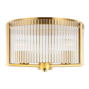 Safavieh JETRA, JETRA 3-Light Flush Mount Fixture - Elegant Brass & Glass Design for Modern Home Décor Spaces FLU4049A