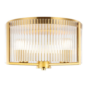 Safavieh JETRA, JETRA 3-Light Flush Mount Fixture - Elegant Brass & Glass Design for Modern Home Décor Spaces FLU4049A