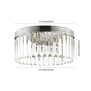 Safavieh RUSLEN, 3-Light Flush Mount Light Fixture, 13-Inch Brushed Nickel with Glass Shade for Modern Spaces FLU4050A