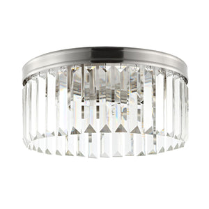 Safavieh RUSLEN, 3-Light Flush Mount Light Fixture, 13-Inch Brushed Nickel with Glass Shade for Modern Spaces FLU4050A