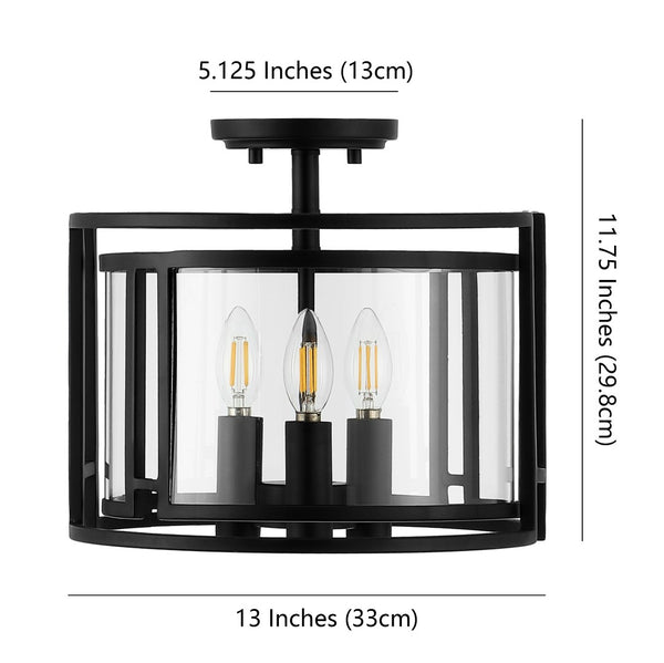 Safavieh YARLIN, 3-Light Flush Mount Pendant - Stylish Bronze & Clear Metal Fixture for Any Room Decor FLU4052A
