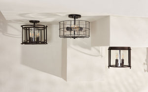 Safavieh BINSOR, 3-Light Flush Mount, 12" Bronze/Clear Metal Fixture for Elegant Home Illumination & Style FLU4054A