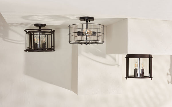 Safavieh YARLIN, 3-Light Flush Mount Pendant - Stylish Bronze & Clear Metal Fixture for Any Room Decor FLU4052A