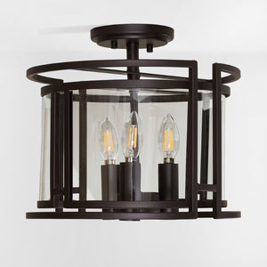 Safavieh YARLIN, 3-Light Flush Mount Pendant - Stylish Bronze & Clear Metal Fixture for Any Room Decor FLU4052A