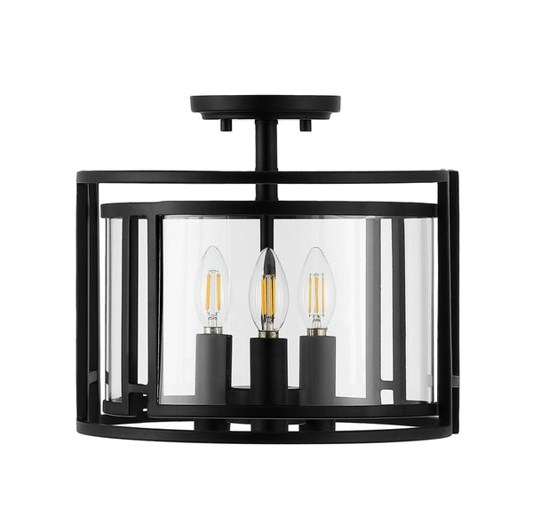 Safavieh YARLIN, 3-Light Flush Mount Pendant - Stylish Bronze & Clear Metal Fixture for Any Room Decor FLU4052A
