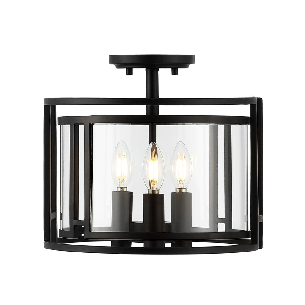 Safavieh YARLIN, 3-Light Flush Mount Pendant - Stylish Bronze & Clear Metal Fixture for Any Room Decor FLU4052A