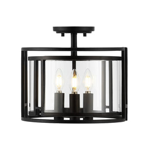 Safavieh YARLIN, 3-Light Flush Mount Pendant - Stylish Bronze & Clear Metal Fixture for Any Room Decor FLU4052A