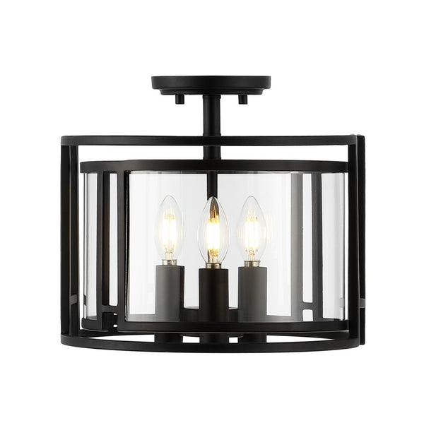 Safavieh YARLIN, 3-Light Flush Mount Pendant - Stylish Bronze & Clear Metal Fixture for Any Room Decor FLU4052A