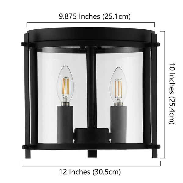 Safavieh BINSOR, 3-Light Flush Mount, 12" Bronze/Clear Metal Fixture for Elegant Home Illumination & Style FLU4054A