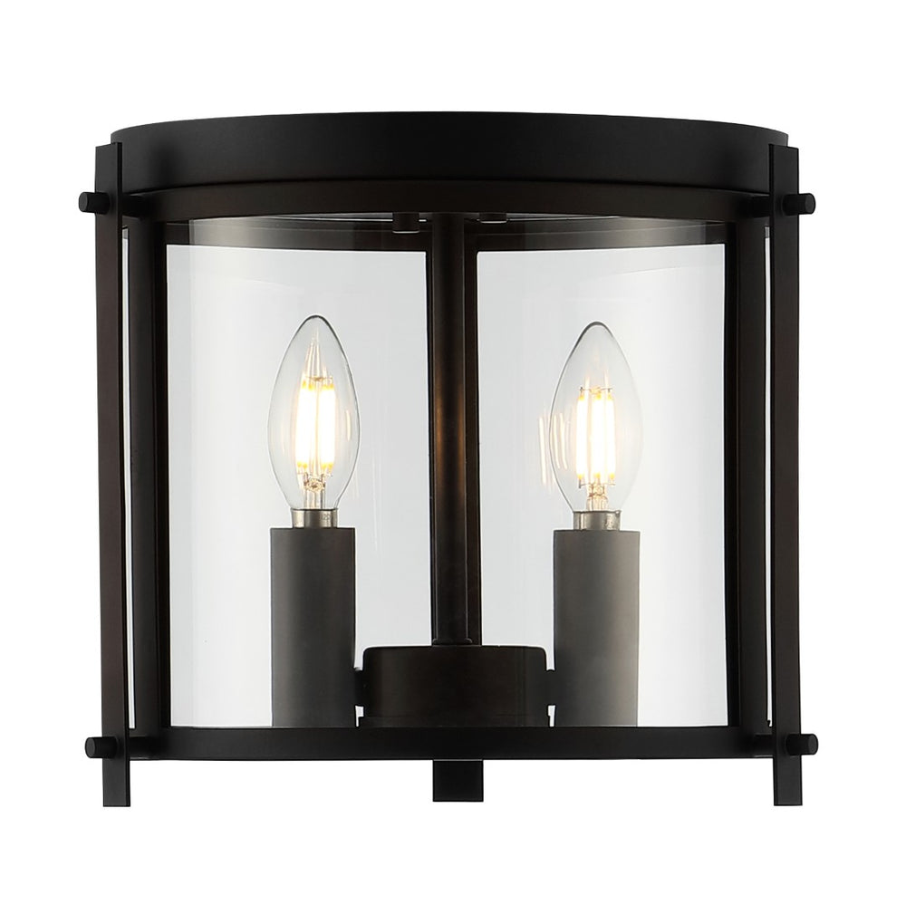 Safavieh BINSOR, 3-Light Flush Mount, 12" Bronze/Clear Metal Fixture for Elegant Home Illumination & Style FLU4054A