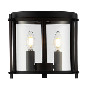 Safavieh BINSOR, 3-Light Flush Mount, 12" Bronze/Clear Metal Fixture for Elegant Home Illumination & Style FLU4054A