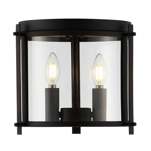 Safavieh BINSOR, 3-Light Flush Mount, 12" Bronze/Clear Metal Fixture for Elegant Home Illumination & Style FLU4054A