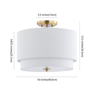 Safavieh LACONIA, Elegant 3-Light Flush Mount Fixture, White & Gold Finish, Ideal for Modern Homes & Spaces FLU4055A