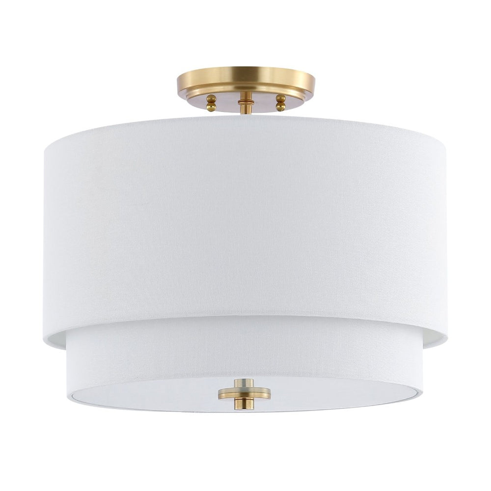 Safavieh LACONIA, Elegant 3-Light Flush Mount Fixture, White & Gold Finish, Ideal for Modern Homes & Spaces FLU4055A