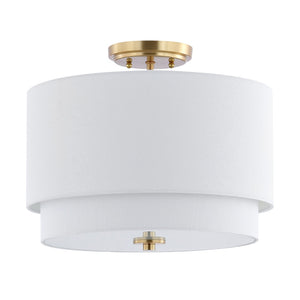 Safavieh LACONIA, Elegant 3-Light Flush Mount Fixture, White & Gold Finish, Ideal for Modern Homes & Spaces FLU4055A