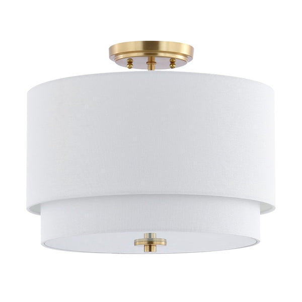 Safavieh LACONIA, Elegant 3-Light Flush Mount Fixture, White & Gold Finish, Ideal for Modern Homes & Spaces FLU4055A