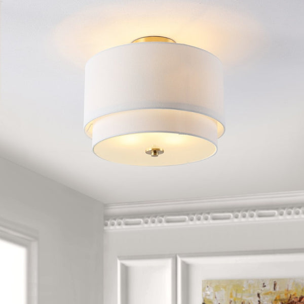 Safavieh LACONIA, Elegant 3-Light Flush Mount Fixture, White & Gold Finish, Ideal for Modern Homes & Spaces FLU4055A