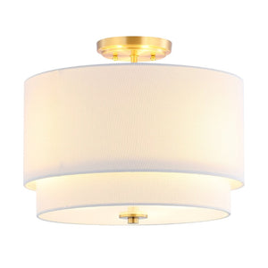 Safavieh LACONIA, Elegant 3-Light Flush Mount Fixture, White & Gold Finish, Ideal for Modern Homes & Spaces FLU4055A