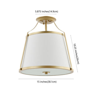 Safavieh LANIS, 3-Light Flush Mount in White and Gold, 15-Inch Iron and Glass Fixture for Elegant Spaces FLU4056A