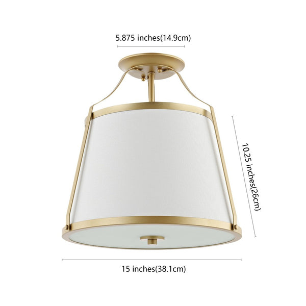 Safavieh LANIS, 3-Light Flush Mount in White and Gold, 15-Inch Iron and Glass Fixture for Elegant Spaces FLU4056A