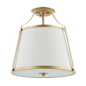 Safavieh LANIS, 3-Light Flush Mount in White and Gold, 15-Inch Iron and Glass Fixture for Elegant Spaces FLU4056A