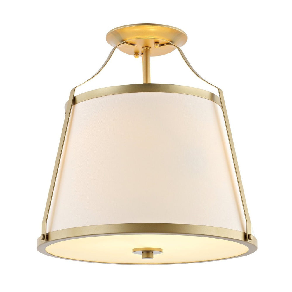Safavieh LANIS, 3-Light Flush Mount in White and Gold, 15-Inch Iron and Glass Fixture for Elegant Spaces FLU4056A