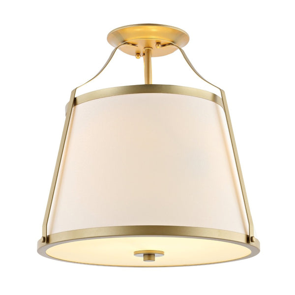 Safavieh LANIS, 3-Light Flush Mount in White and Gold, 15-Inch Iron and Glass Fixture for Elegant Spaces FLU4056A
