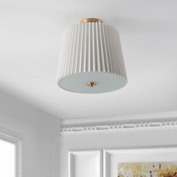 Safavieh MADIO, Elegant 3-Light Flush Mount in White and Gold - Modern Iron Fixture for Any Space FLU4057A