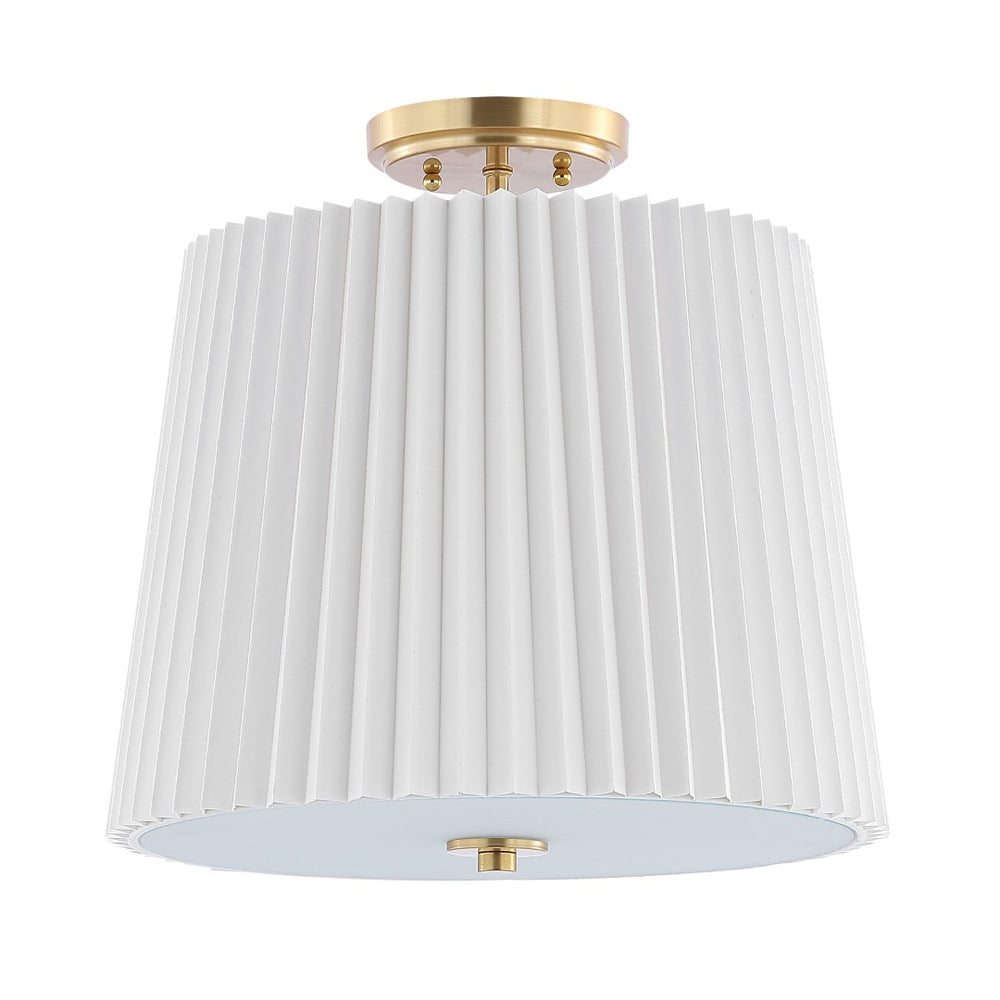 Safavieh MADIO, Elegant 3-Light Flush Mount in White and Gold - Modern Iron Fixture for Any Space FLU4057A
