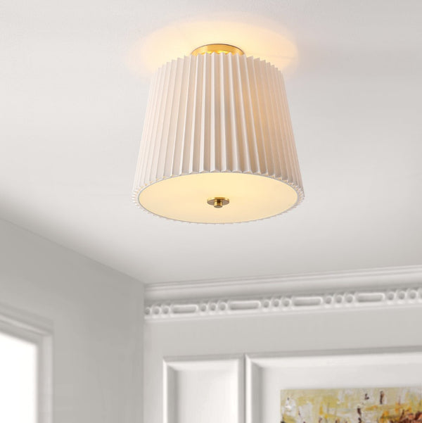 Safavieh MADIO, Elegant 3-Light Flush Mount in White and Gold - Modern Iron Fixture for Any Space FLU4057A