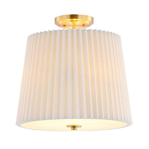 Safavieh MADIO, Elegant 3-Light Flush Mount in White and Gold - Modern Iron Fixture for Any Space FLU4057A
