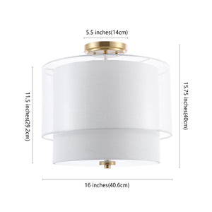 Safavieh NAMIDA, 3-Light 16-Inch Modern Flush Mount Light Fixture in White and Gold for Elegant Spaces FLU4058A