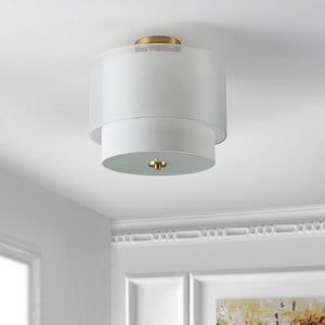 Safavieh NAMIDA, 3-Light 16-Inch Modern Flush Mount Light Fixture in White and Gold for Elegant Spaces FLU4058A