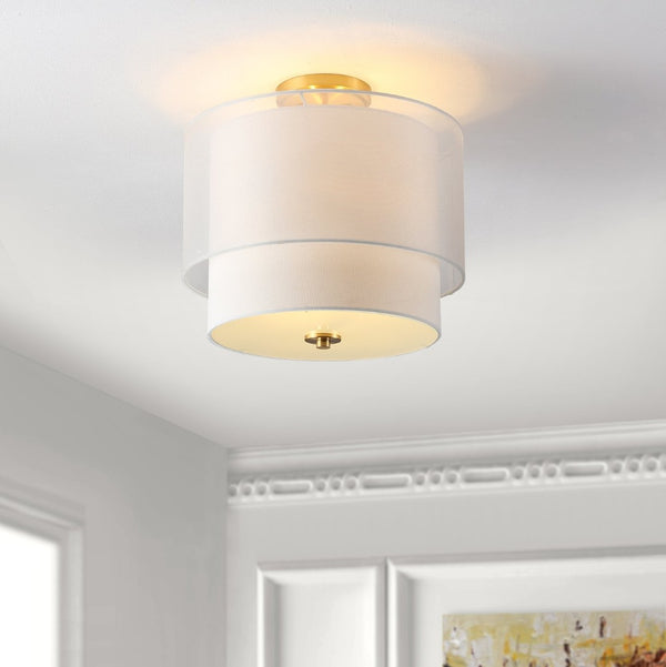 Safavieh NAMIDA, 3-Light 16-Inch Modern Flush Mount Light Fixture in White and Gold for Elegant Spaces FLU4058A