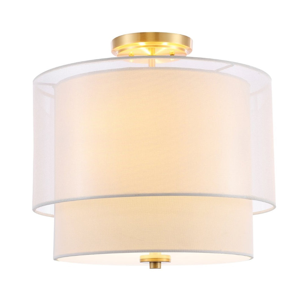 Safavieh NAMIDA, 3-Light 16-Inch Modern Flush Mount Light Fixture in White and Gold for Elegant Spaces FLU4058A