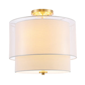 Safavieh NAMIDA, 3-Light 16-Inch Modern Flush Mount Light Fixture in White and Gold for Elegant Spaces FLU4058A