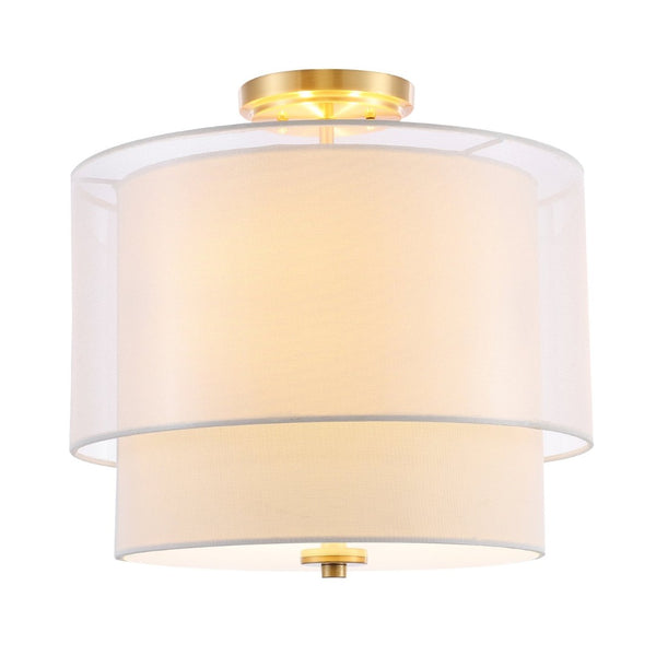 Safavieh NAMIDA, 3-Light 16-Inch Modern Flush Mount Light Fixture in White and Gold for Elegant Spaces FLU4058A