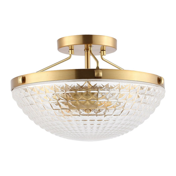 Safavieh NIENNA, 2-Light Flush Mount Light - Clear Glass & Gold Iron Elegance for Small Spaces & Hallways FLU4059A