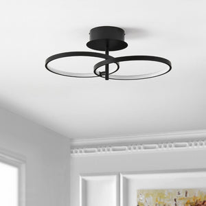 Safavieh REYAH, Modern LED Flush Mount Light, 11.75-Inch Matte Black Aluminum Fixture for Stylish Spaces FLU4061A
