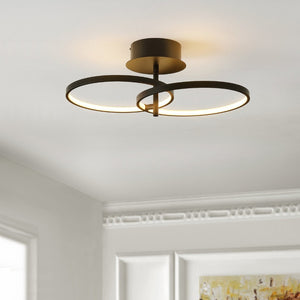 Safavieh REYAH, Modern LED Flush Mount Light, 11.75-Inch Matte Black Aluminum Fixture for Stylish Spaces FLU4061A