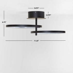 Safavieh REYAH, Modern LED Flush Mount Light, 11.75-Inch Matte Black Aluminum Fixture for Stylish Spaces FLU4061A