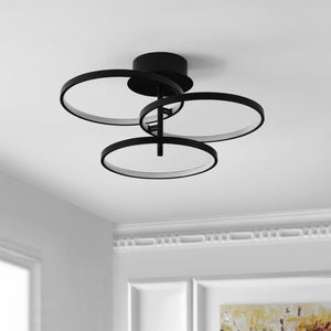 Safavieh SARETTA, 21-Inch Matte Black LED Flush Mount Light Fixture for Modern Spaces & Easy Installation FLU4062A