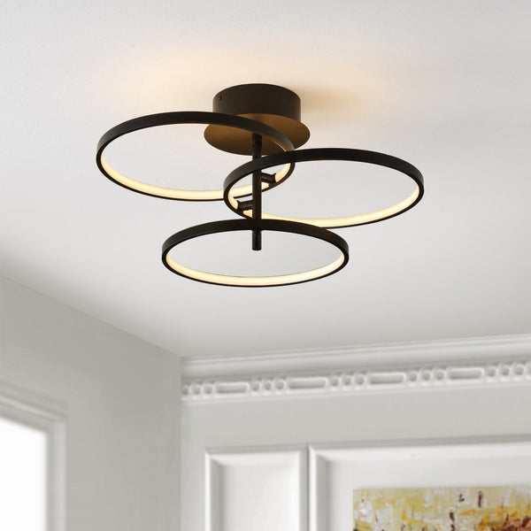 Safavieh SARETTA, 21-Inch Matte Black LED Flush Mount Light Fixture for Modern Spaces & Easy Installation FLU4062A
