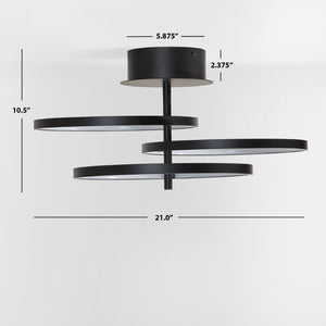 Safavieh SARETTA, 21-Inch Matte Black LED Flush Mount Light Fixture for Modern Spaces & Easy Installation FLU4062A