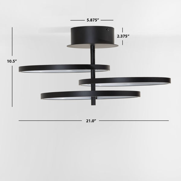 Safavieh SARETTA, 21-Inch Matte Black LED Flush Mount Light Fixture for Modern Spaces & Easy Installation FLU4062A